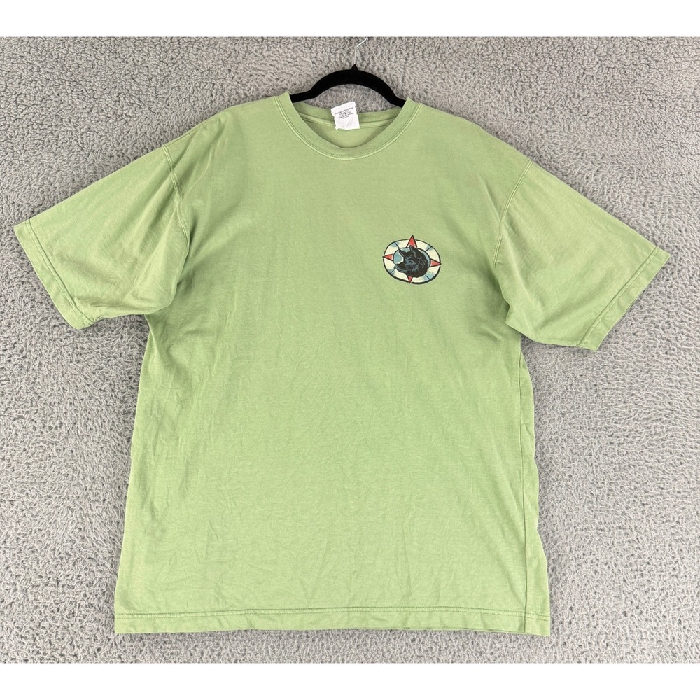 Authentic Pigment‎ T Shirt Mens Large Green USA Map Graphic Garment Washed Tee